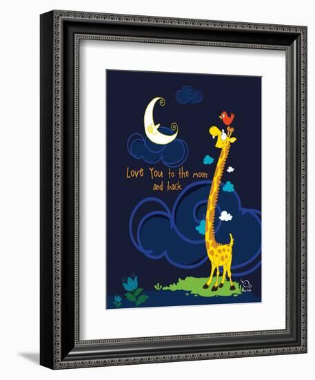 Moony Light!-Blue Fish-Framed Art Print