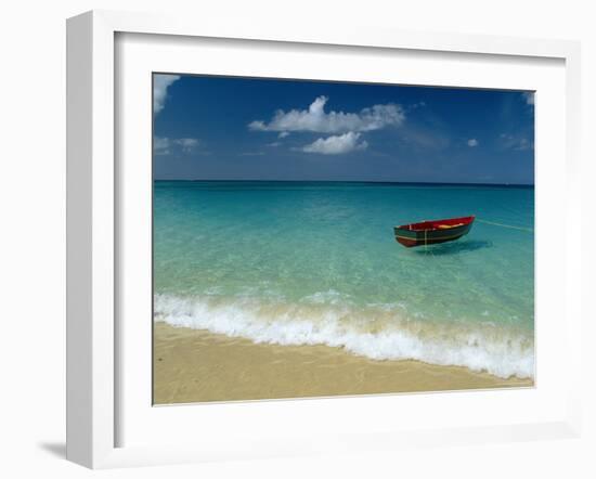 Moored Boat, Grand Anse Beach, Grenada, Caribbean-John Miller-Framed Photographic Print