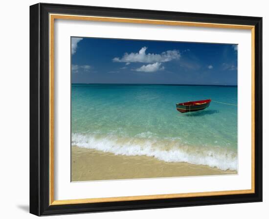 Moored Boat, Grand Anse Beach, Grenada, Caribbean-John Miller-Framed Photographic Print