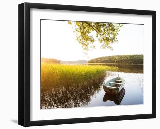 Moored Boat Reflection on Lake-Utterstr?m Photography-Framed Photographic Print