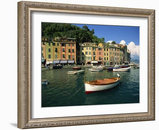 Moored Boats and Architecture of Portofino, Liguria, Italy, Mediterranean, Europe-Howell Michael-Framed Photographic Print