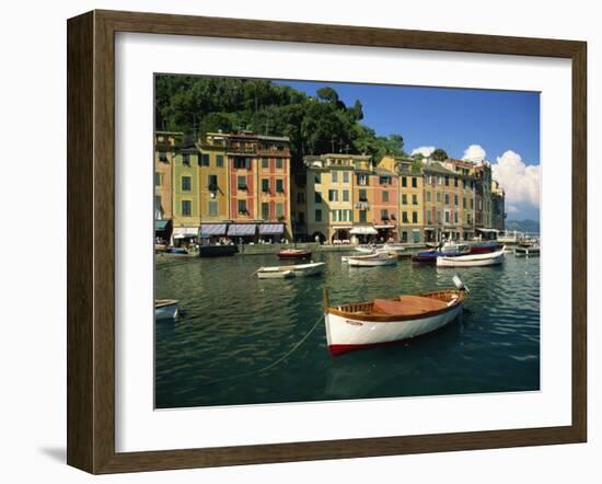 Moored Boats and Architecture of Portofino, Liguria, Italy, Mediterranean, Europe-Howell Michael-Framed Photographic Print