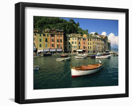 Moored Boats and Architecture of Portofino, Liguria, Italy, Mediterranean, Europe-Howell Michael-Framed Photographic Print