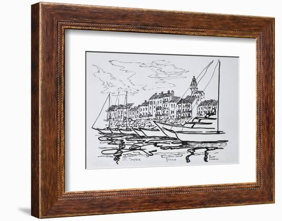 Moored boats in the harbor, Saint-Tropez, French Riviera, France-Richard Lawrence-Framed Photographic Print