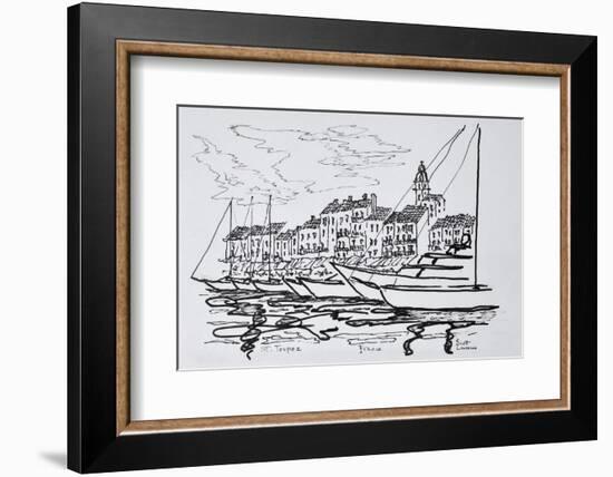 Moored boats in the harbor, Saint-Tropez, French Riviera, France-Richard Lawrence-Framed Photographic Print