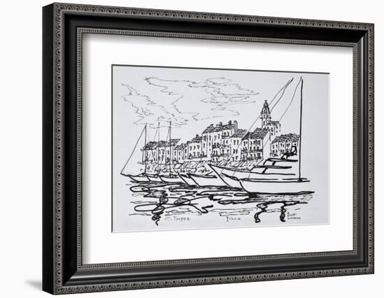 Moored boats in the harbor, Saint-Tropez, French Riviera, France-Richard Lawrence-Framed Photographic Print