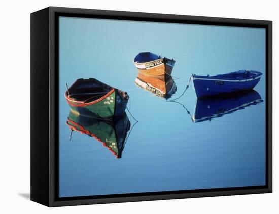 Moored Rowboats, Olhao, Portugal-Mitch Diamond-Framed Premier Image Canvas