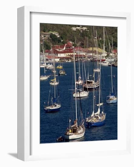 Moored Sailing Boats in Gustavia Harbour, St. Barthelemy, Leeward Islands, West Indies-Ken Gillham-Framed Photographic Print