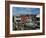 Moored Yacht and Wooden Buildings on the Waterfront at Bannister and Bowens Wharves, Rhode Island-Fraser Hall-Framed Photographic Print