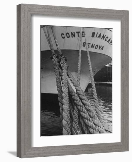 Mooring Lines Holding the Ship to the Deck-Carl Mydans-Framed Photographic Print