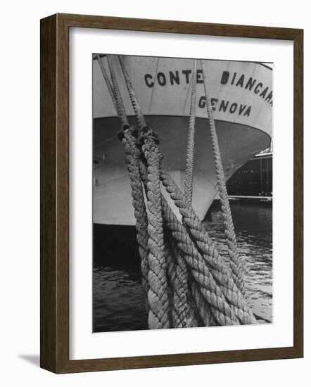 Mooring Lines Holding the Ship to the Deck-Carl Mydans-Framed Photographic Print