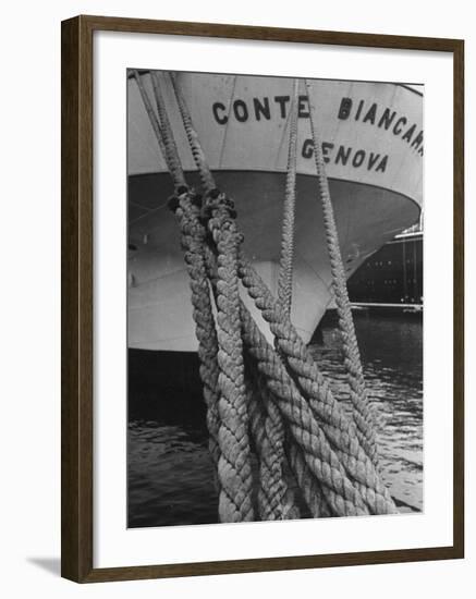 Mooring Lines Holding the Ship to the Deck-Carl Mydans-Framed Photographic Print