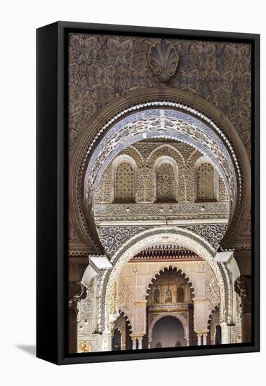 Moorish architecture inside the Alcazar, Seville, Andalusia, Spain-Stefano Politi Markovina-Framed Premier Image Canvas