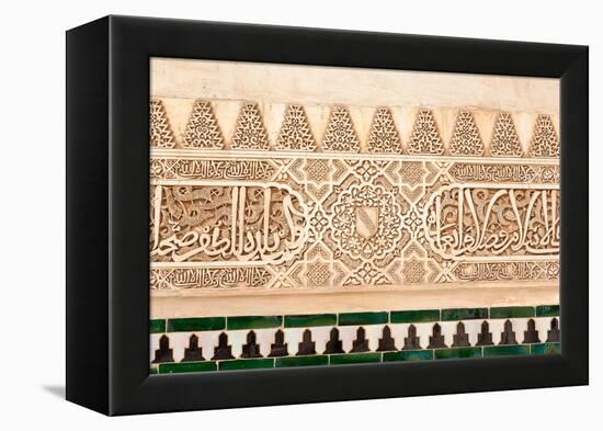 Moorish Plasterwork and Tiles from inside the Alhambra Palace-Lotsostock-Framed Premier Image Canvas