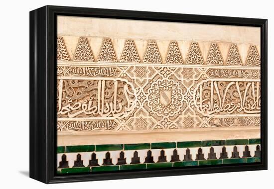 Moorish Plasterwork and Tiles from inside the Alhambra Palace-Lotsostock-Framed Premier Image Canvas