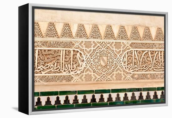 Moorish Plasterwork and Tiles from inside the Alhambra Palace-Lotsostock-Framed Premier Image Canvas