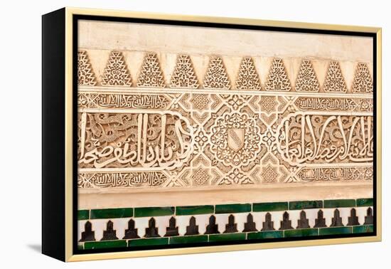 Moorish Plasterwork and Tiles from inside the Alhambra Palace-Lotsostock-Framed Premier Image Canvas