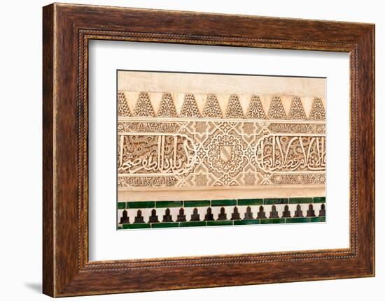 Moorish Plasterwork and Tiles from inside the Alhambra Palace-Lotsostock-Framed Photographic Print