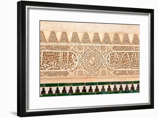 Moorish Plasterwork and Tiles from inside the Alhambra Palace-Lotsostock-Framed Photographic Print