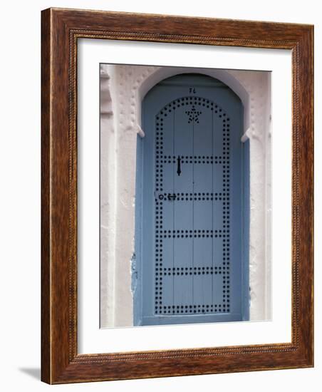 Moorish-styled Blue Door and Whitewashed Home, Morocco-Merrill Images-Framed Photographic Print