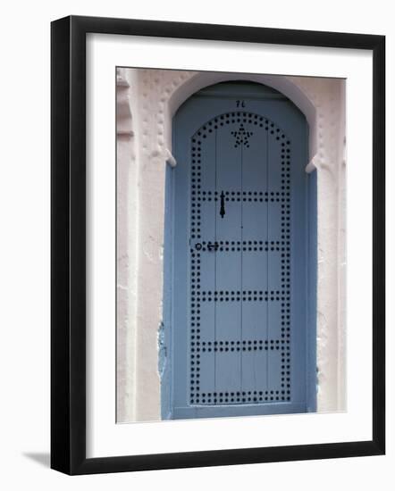 Moorish-styled Blue Door and Whitewashed Home, Morocco-Merrill Images-Framed Photographic Print