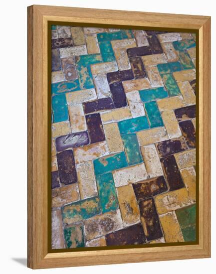 Moorish Tiles, the Alcazar, Seville, Spain-Walter Bibikow-Framed Premier Image Canvas