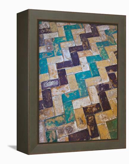 Moorish Tiles, the Alcazar, Seville, Spain-Walter Bibikow-Framed Premier Image Canvas