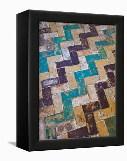 Moorish Tiles, the Alcazar, Seville, Spain-Walter Bibikow-Framed Premier Image Canvas