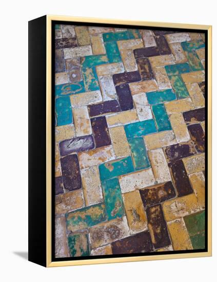 Moorish Tiles, the Alcazar, Seville, Spain-Walter Bibikow-Framed Premier Image Canvas