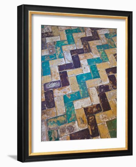 Moorish Tiles, the Alcazar, Seville, Spain-Walter Bibikow-Framed Photographic Print