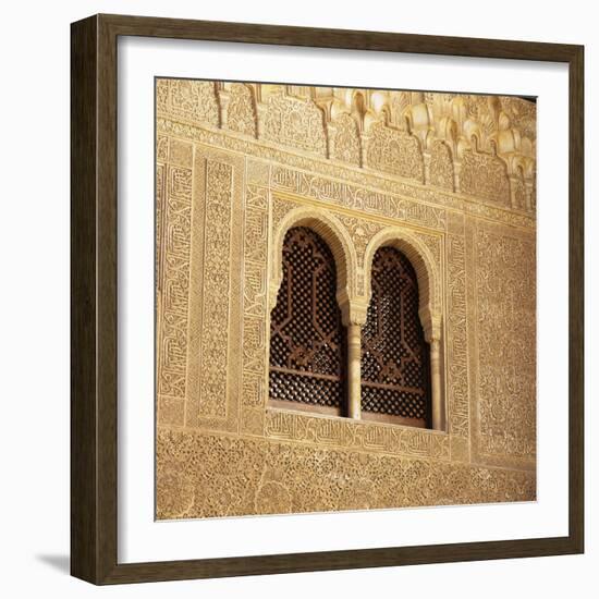 Moorish Window and Arabic Inscriptions, Alhambra Palace, UNESCO World Heritage Site, Spain-Stuart Black-Framed Photographic Print