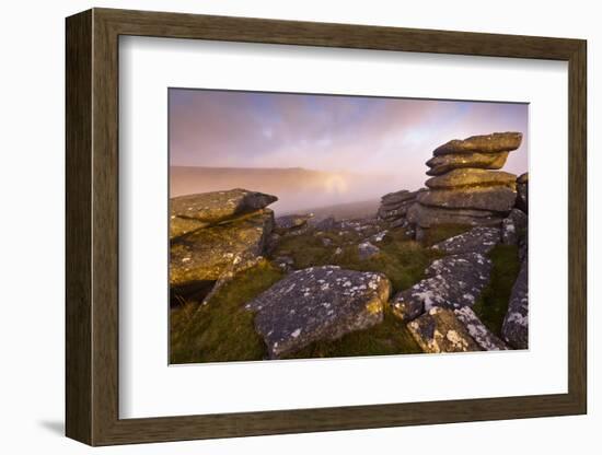 Moorland view from Littaford Tor, Dartmoor, Devon, England-Ross Hoddinott / 2020VISION-Framed Photographic Print