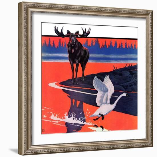 "Moose and White Goose,"March 23, 1935-Jacob Bates Abbott-Framed Giclee Print