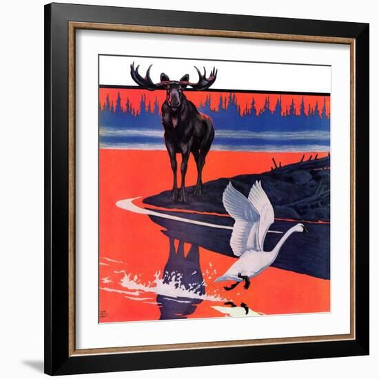 "Moose and White Goose,"March 23, 1935-Jacob Bates Abbott-Framed Giclee Print