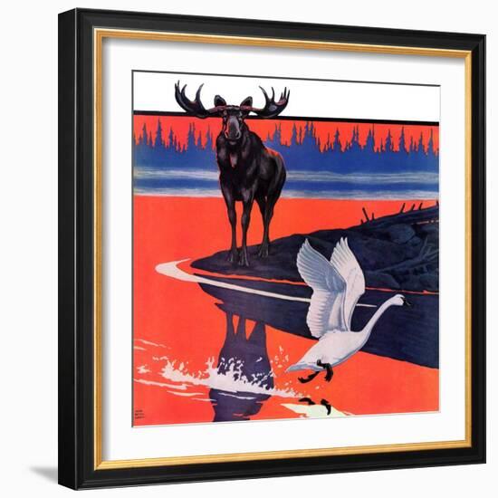 "Moose and White Goose,"March 23, 1935-Jacob Bates Abbott-Framed Giclee Print