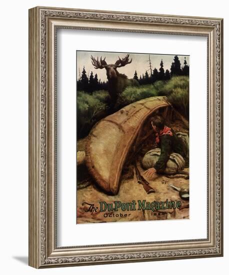 Moose Attack!, Front Cover of the 'Dupont Magazine', October 1924-American School-Framed Giclee Print