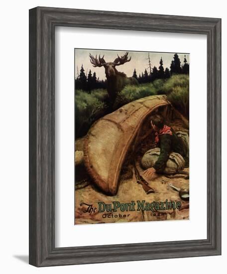 Moose Attack!, Front Cover of the 'Dupont Magazine', October 1924-American School-Framed Giclee Print