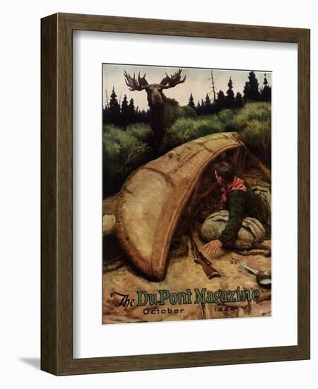 Moose Attack!, Front Cover of the 'Dupont Magazine', October 1924-American School-Framed Giclee Print