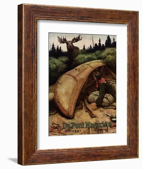 Moose Attack!, Front Cover of the 'Dupont Magazine', October 1924-American School-Framed Giclee Print