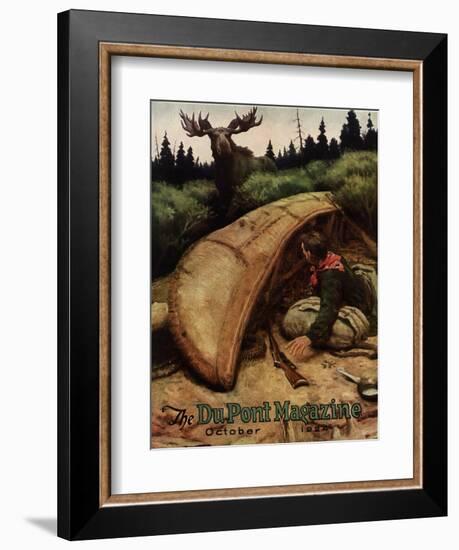 Moose Attack!, Front Cover of the 'Dupont Magazine', October 1924-American School-Framed Giclee Print