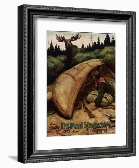 Moose Attack!, Front Cover of the 'Dupont Magazine', October 1924-American School-Framed Giclee Print