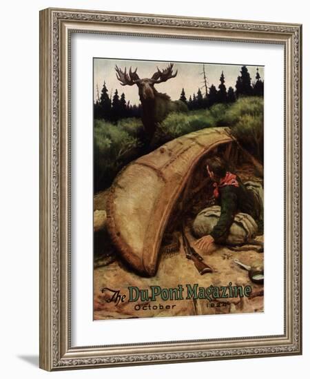 Moose Attack!, Front Cover of the 'Dupont Magazine', October 1924-American School-Framed Giclee Print