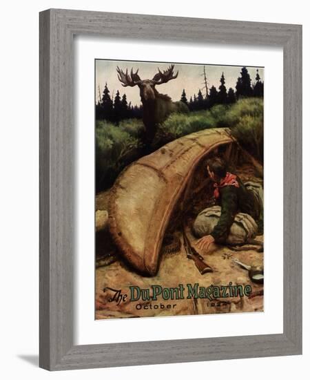 Moose Attack!, Front Cover of the 'Dupont Magazine', October 1924-American School-Framed Giclee Print