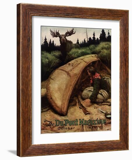 Moose Attack!, Front Cover of the 'Dupont Magazine', October 1924-American School-Framed Giclee Print