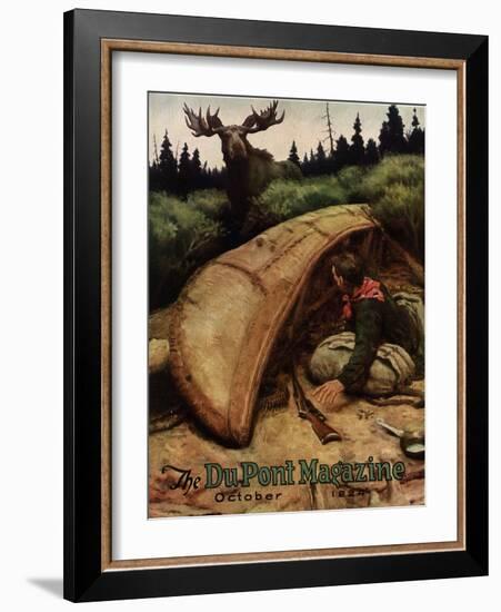 Moose Attack!, Front Cover of the 'Dupont Magazine', October 1924-American School-Framed Giclee Print