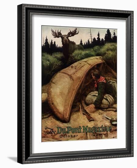 Moose Attack!, Front Cover of the 'Dupont Magazine', October 1924-American School-Framed Giclee Print