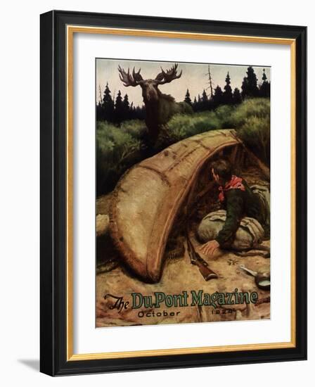 Moose Attack!, Front Cover of the 'Dupont Magazine', October 1924-American School-Framed Giclee Print