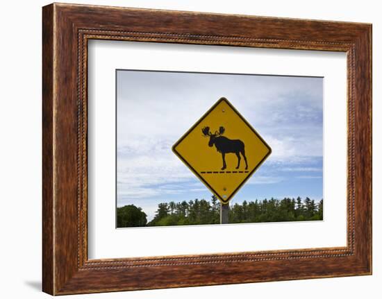 Moose Crossing Sign-Paul Souders-Framed Photographic Print