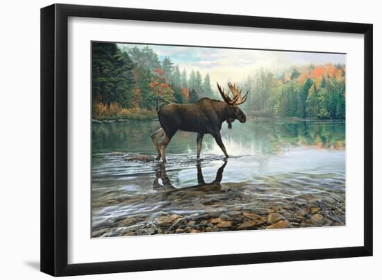 Moose Crossing-Russell Cobane-Framed Art Print