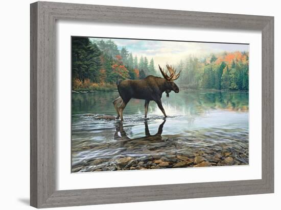 Moose Crossing-Russell Cobane-Framed Art Print